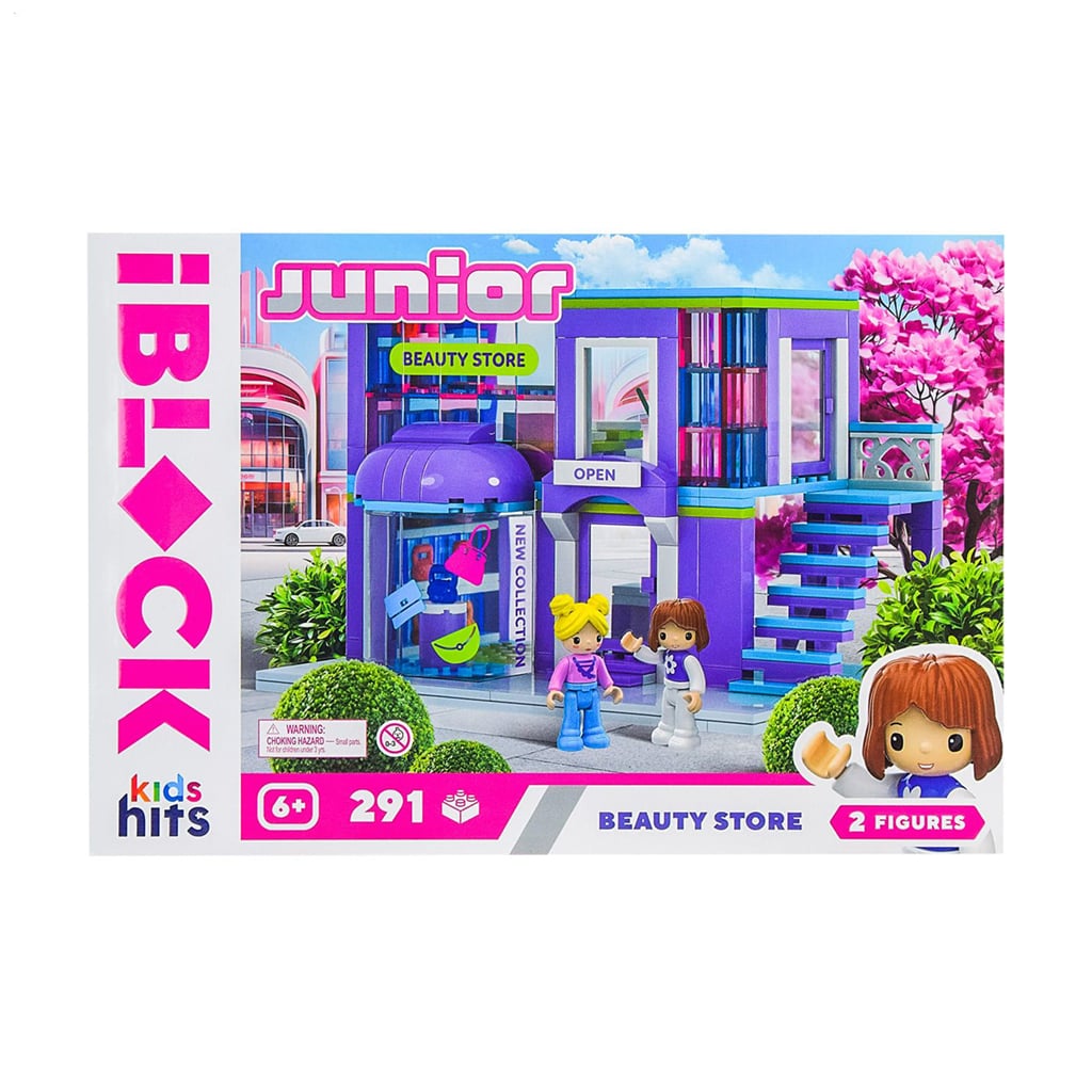 Іграшка-конструктор iBlock Junior Магазин краси, у коробці, від 6 років, 37.5*25.5*6 см, 291 деталь, 2 фігурки (KH08/013/2)
